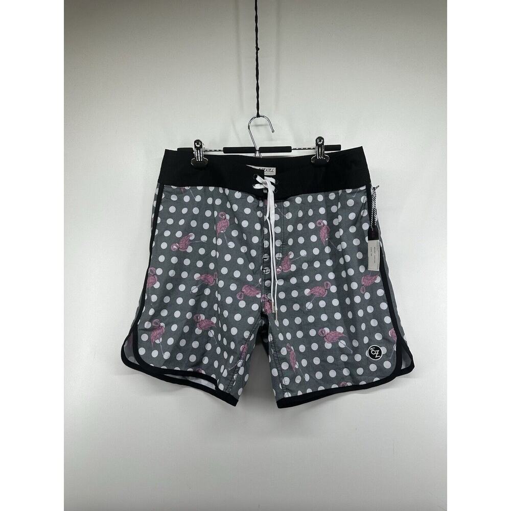 Ezekiel Mens Gray Pink Flamingo Boardshorts Surf Shorts Beach Size 36 Brand‎ New